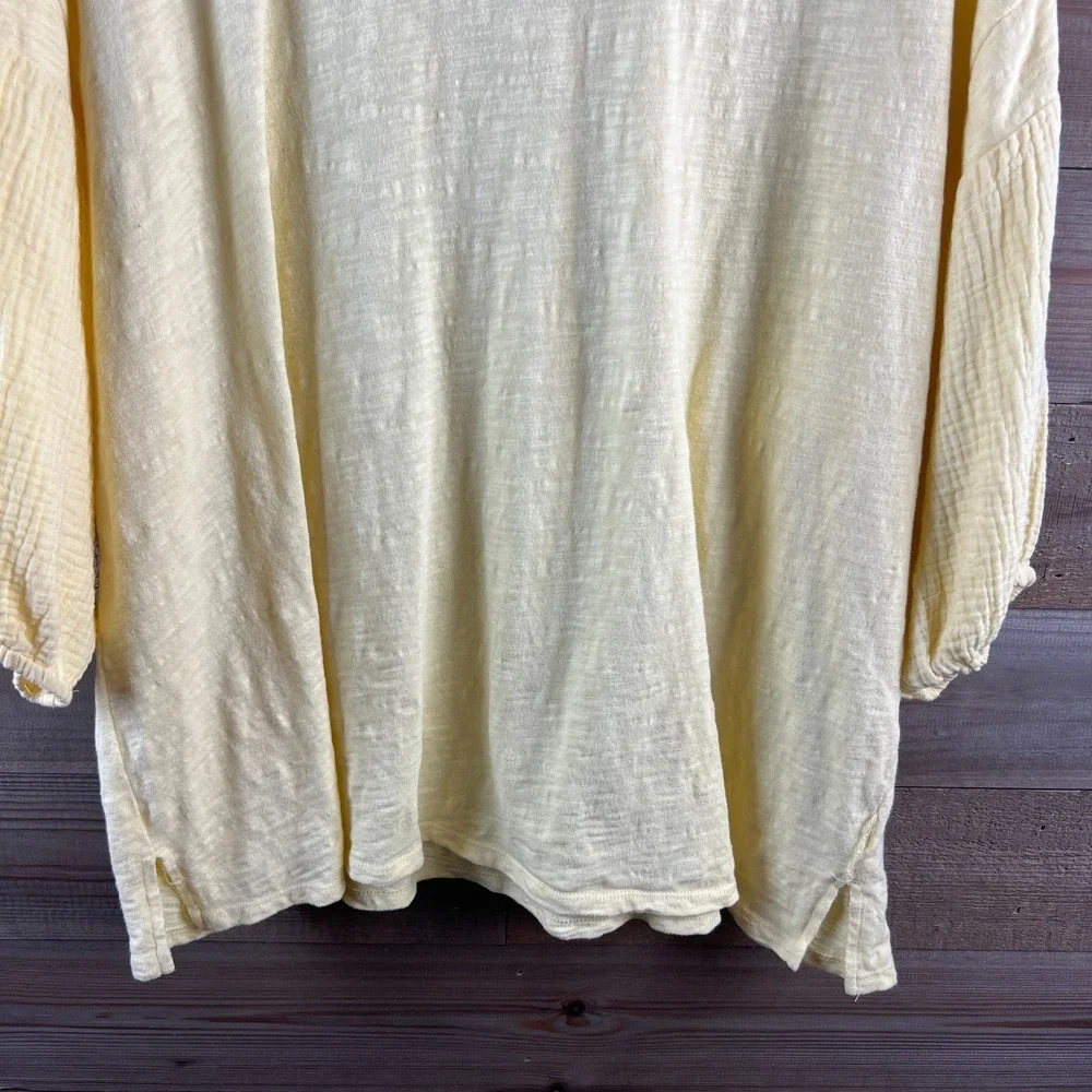 Soft Surroundings Womens Shirt 3/4 Sleeve Relaxed Tee Yellow Casual Beachy 1X - Picture 3 of 7